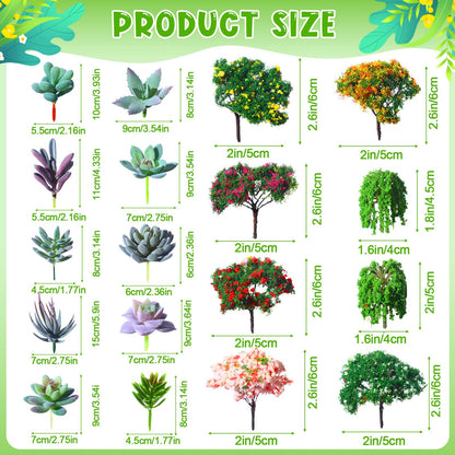WinnerWhy 116 Pcs Fairy House Accessories Kit Miniature Garden Accessories Terrarium Decoration Mini Diorama Figurines Miniature Landscape Trees Simulated Succulents for DIY Garden Doll House Craft