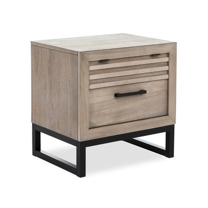 Evolur Kyoto Night Stand in Brown Stone, Unique Two Tone Design, Spacious Drawers with Ball Bearing Glides, Multifunctional Nightstand, Made of Hardwood