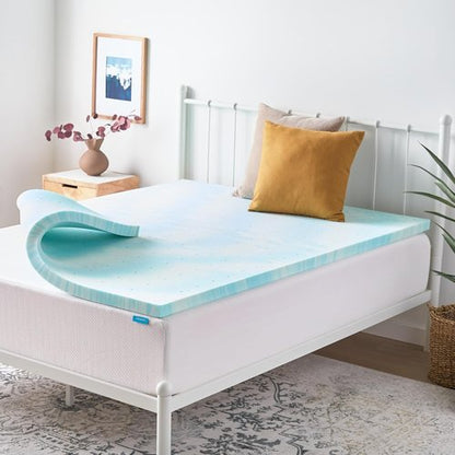 Linenspa 2 Inch Twin Size Gel Memory Foam Mattress Topper - Cooling & Pressure Relieving Design
