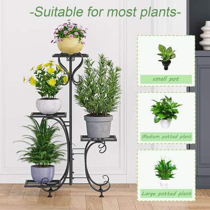 4Tier 4 INGIORDAR Plant Stand Indoor Outdoor Shelf Metal Holder Pot Rack Multiple Plants Stand Tall Flower Shelf Corner