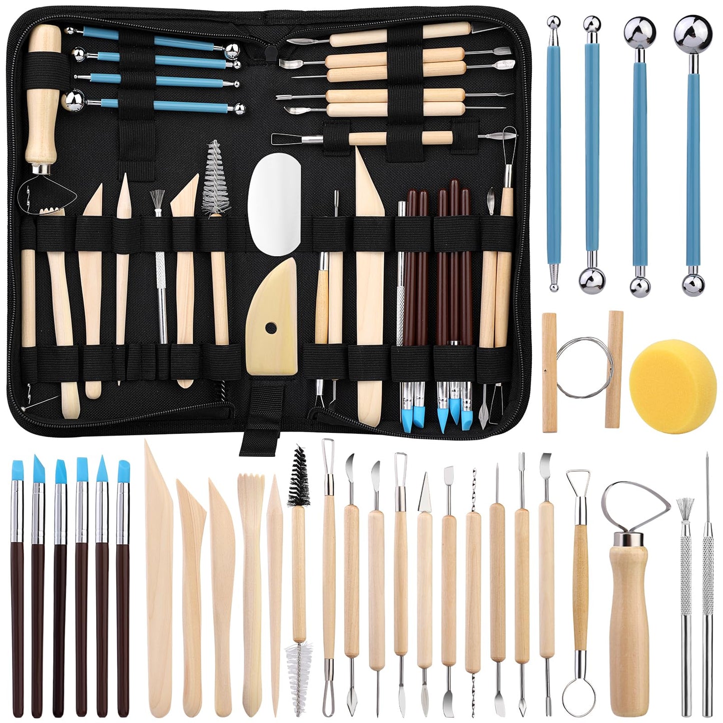 Clay Tools Kit, Pottery Tools, Polymer Clay Tools, Clay Sculpting Tools with Dotting Tools, Modeling Clay for Modeling, Smoothing, Cleaning, Carving, Shaping, and Sculpting