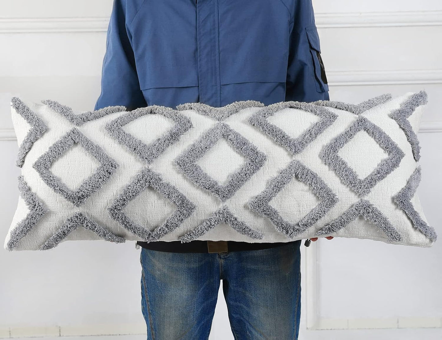 16 36,Plush NUYECY Diamond Pattern Extra Long Pillow Covers x Chenille Decorative Long Lumbar Pillow Covers Pillow Case