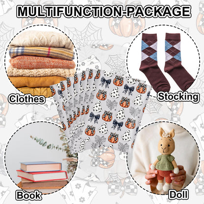 JarThenaAMCS 100Pcs Halloween Poly Mailers 10 x 13 Inch Ghost Pumpkin Bow Packaging Bags Self Seal Mailing Envelope Bags for Small Business Packing Moving