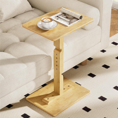 Amazer Bamboo TV Tray Table, Height Adjustable Side Table for Small Spaces, Snack Table for Couch, Bed, Chair, Sofa