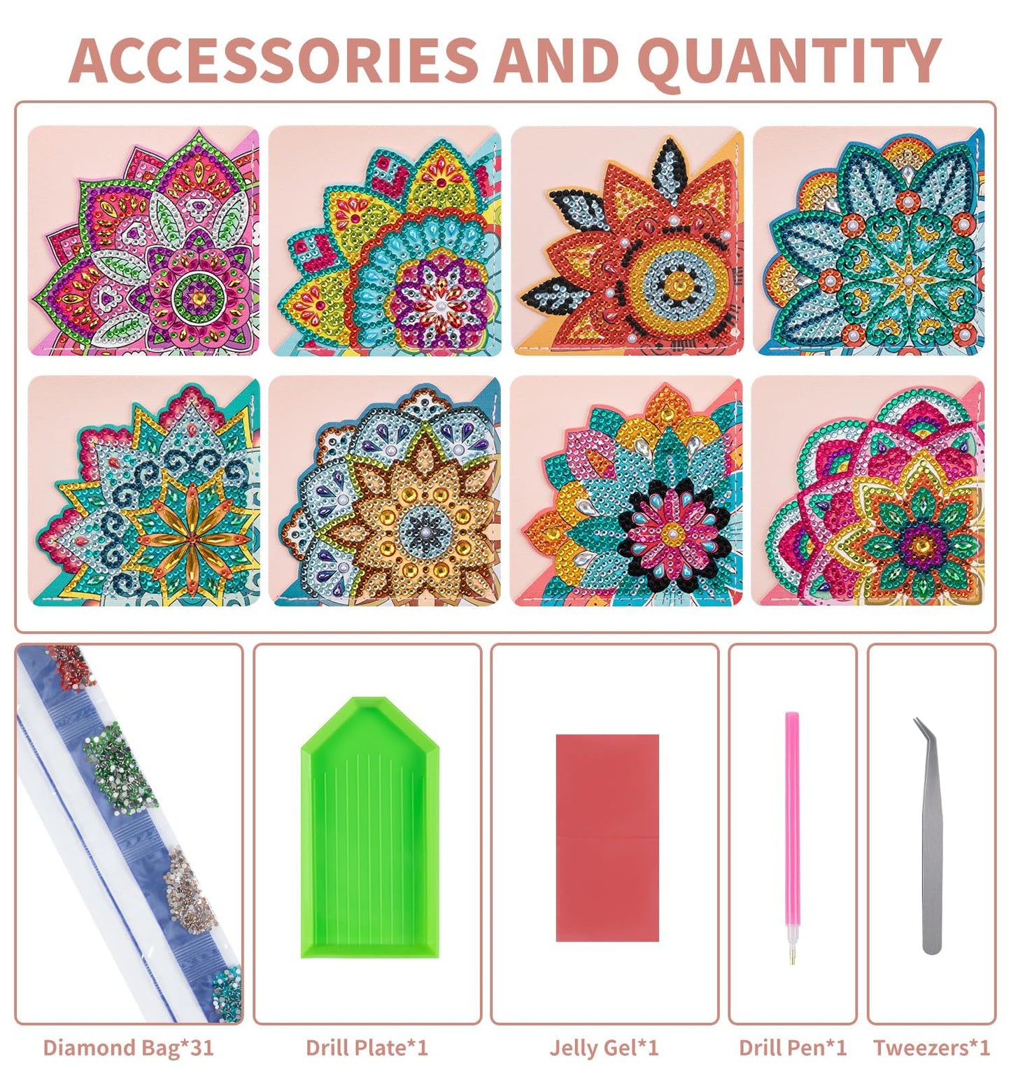ALKALO 8 PCS Diamond Art Bookmarks, 5D DIY Corner Bookmarks for Adults & Kids, Leather Material for Book Lovers