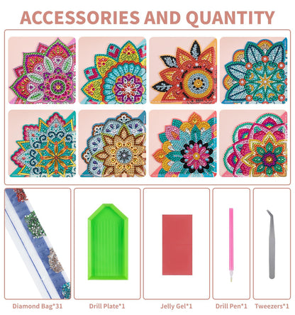 ALKALO 8 PCS Diamond Art Bookmarks, 5D DIY Corner Bookmarks for Adults & Kids, Leather Material for Book Lovers