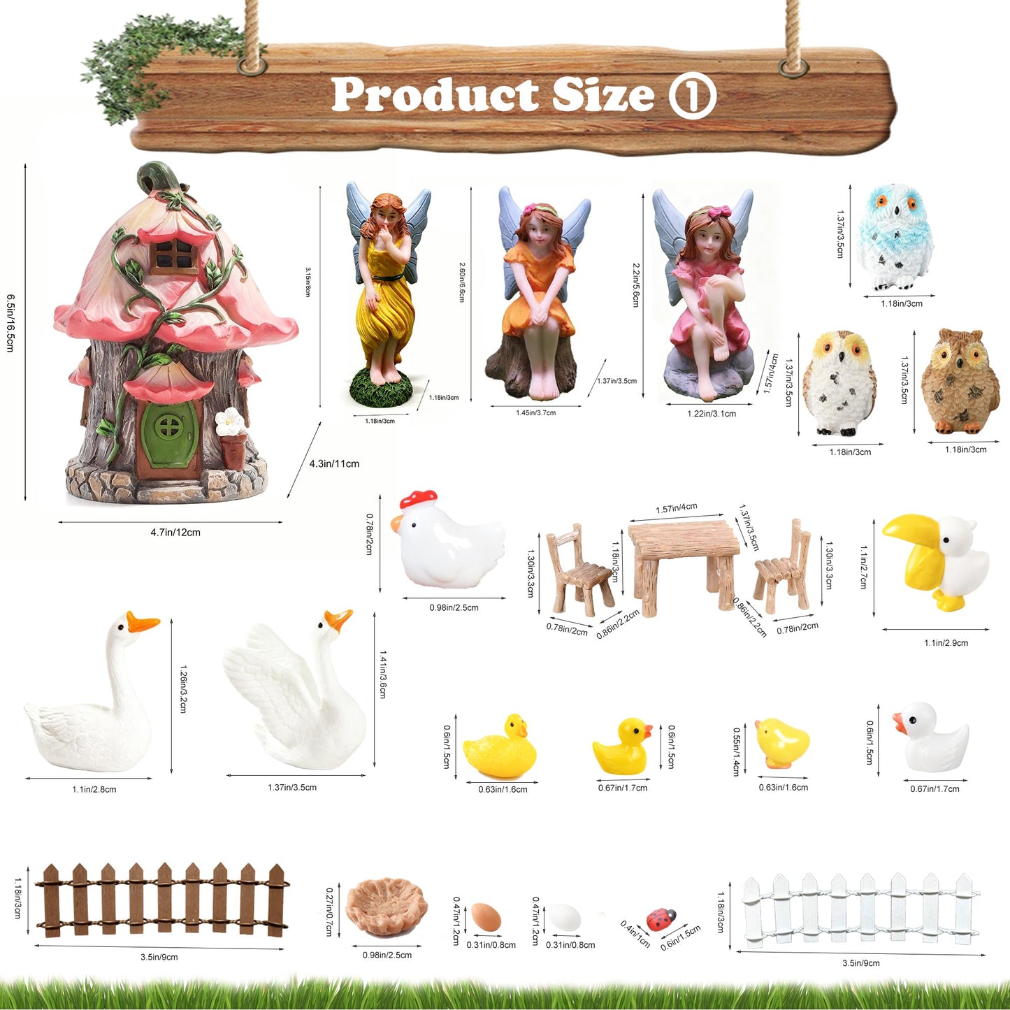 BLBYHO 220Pcs Miniatures Fairy Garden Accessories, Mini Fairy Garden Kit, Fairy Figurines House Outdoor Decor Resin, Valentines Gift for Kids