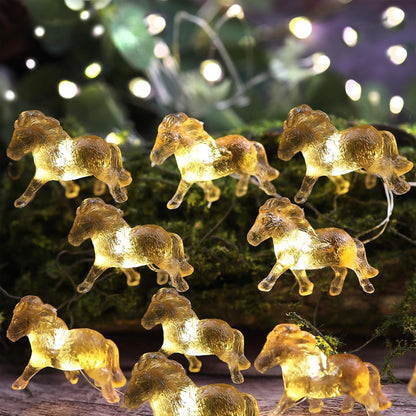 20 7FT 3D Pony String Lights LED Horse Fairy Lights Battery Operated with Remote, Cute Pony Decor for Girls Bedroom