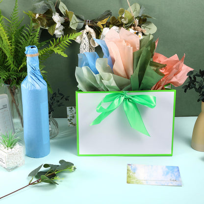 120 Sheets Morandi Series Gift Tissue Paper for Gift Bags, 20 x 14 Inch Sage Green Dark Green Cinnamon Light Blue Wrapping Paper for Birthday Wedding Baby Shower Art Crafts Christmas Party Supplies