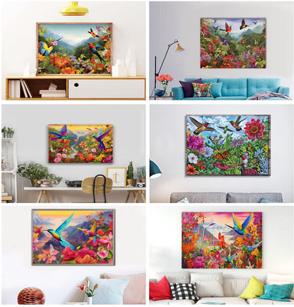 DOTSOPS Diamond Painting Kits Art Adults Painting Kit Crafts DIY 5D Diamond Art Packs Kits Full for Adults Beginner Home Wall Decoration Gift 11.8x15.7 Inches (6 Pack Flowers Bird)
