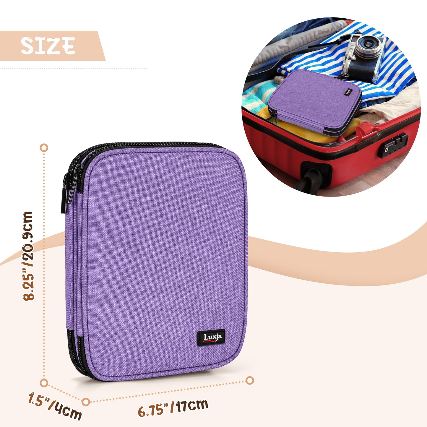 LUXJA Double Layer Diamond Painting Kits Storage, Carrying Bag for Diamond Painting Accessories (Bag Only), Purple