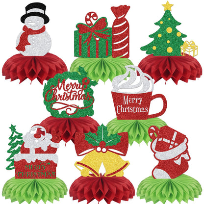 8 Pcs Christmas Honeycomb Centerpieces - Christmas Centerpieces for Tables - Xmas Decorations