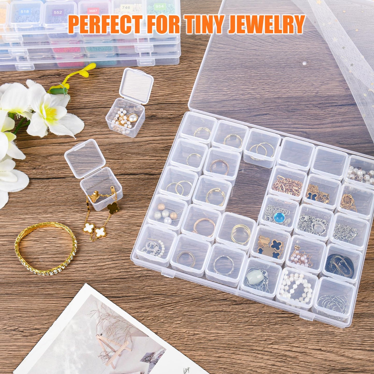 Cokapo 60-Grid Diamond Painting Storage Containers, Portable Diamond Art Storage Case with Labels, Bead Organizers and Storage for Diamond Painting Accessories & Tools, DIY Art Craft, Jewelry, Nail
