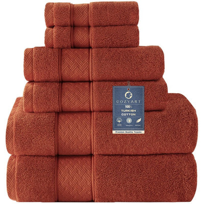 COZYART Burnt Orange Bath Towel Set 6 Piece, 100% Zero Twist Ring Spun Turkish Cotton 650GSM, Ultra Soft Absorbent Fast Dry Hotel Quality Bathroom Towels