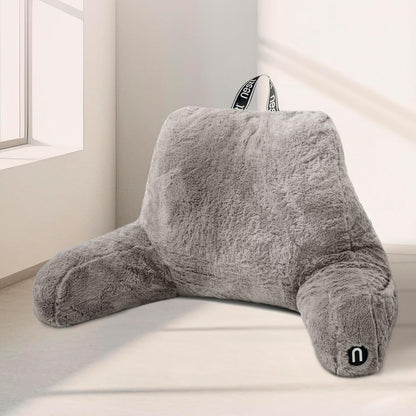 Nestl Fur Reading Pillow with Shredded Memory Foam, Stylish Back Pillow for Bed Sitting Up, Faux Fur Reading Pillows