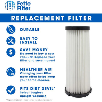 Fette Filter - Vacuum HEPA Filter Compatible with Dirt Devil F1 (F-1) Compare to Part # 3JC0280000, 3-JC0280-000 & 2JC0280000, 2-JC0280-000 (Pack of 3)