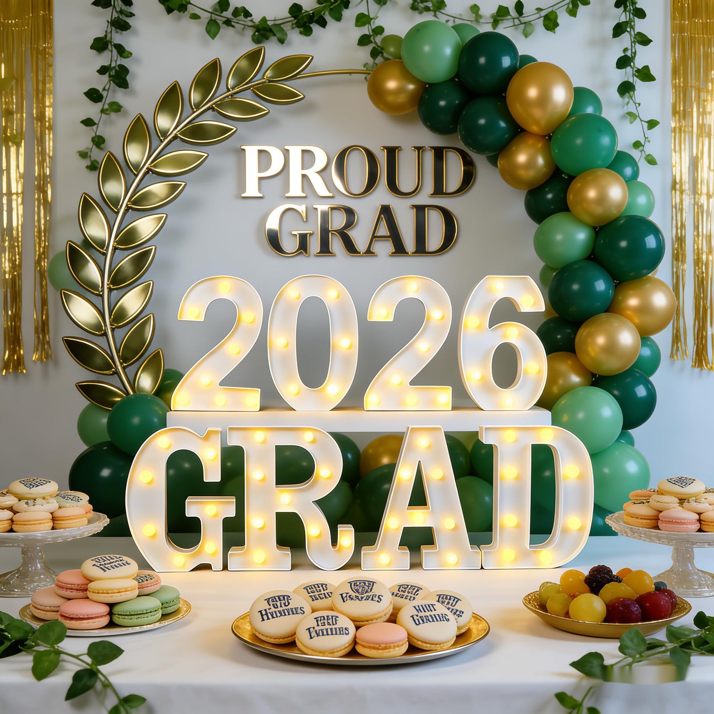 2026 Grad Marquee Lights - LED Number & Letter Sign for Graduation Party Decorations, Battery Operated Warm White Lights