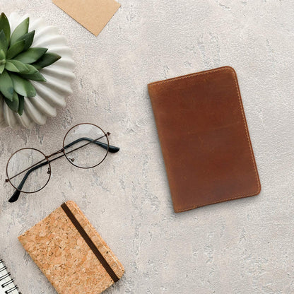 Leather field notes wallet cover for memo – pocket sized notebook, fits 3.5” x 5.5” notebooks, separate pocket for cash, real top grain leather, multiple pockets for extra functionality and pen loop