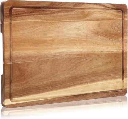 18x12 1 GarveeHome Large Acacia Wood Cutting Board, in Thick Butcher Block Cutting Board with Deep Juice Groove