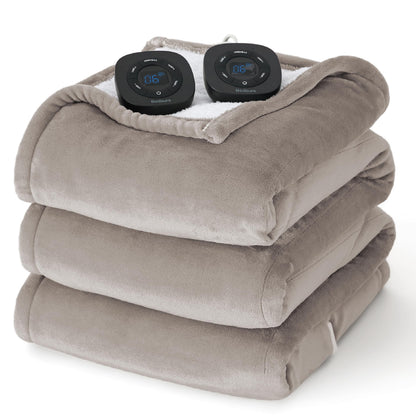 Bedsure Electric Blanket King Size - Dual Control Heated Blanket King Size, Fast Heating with 10 Time Settings & 10 Heat Settings, Warm Gift for Grandma (100x90 inches, Grey)