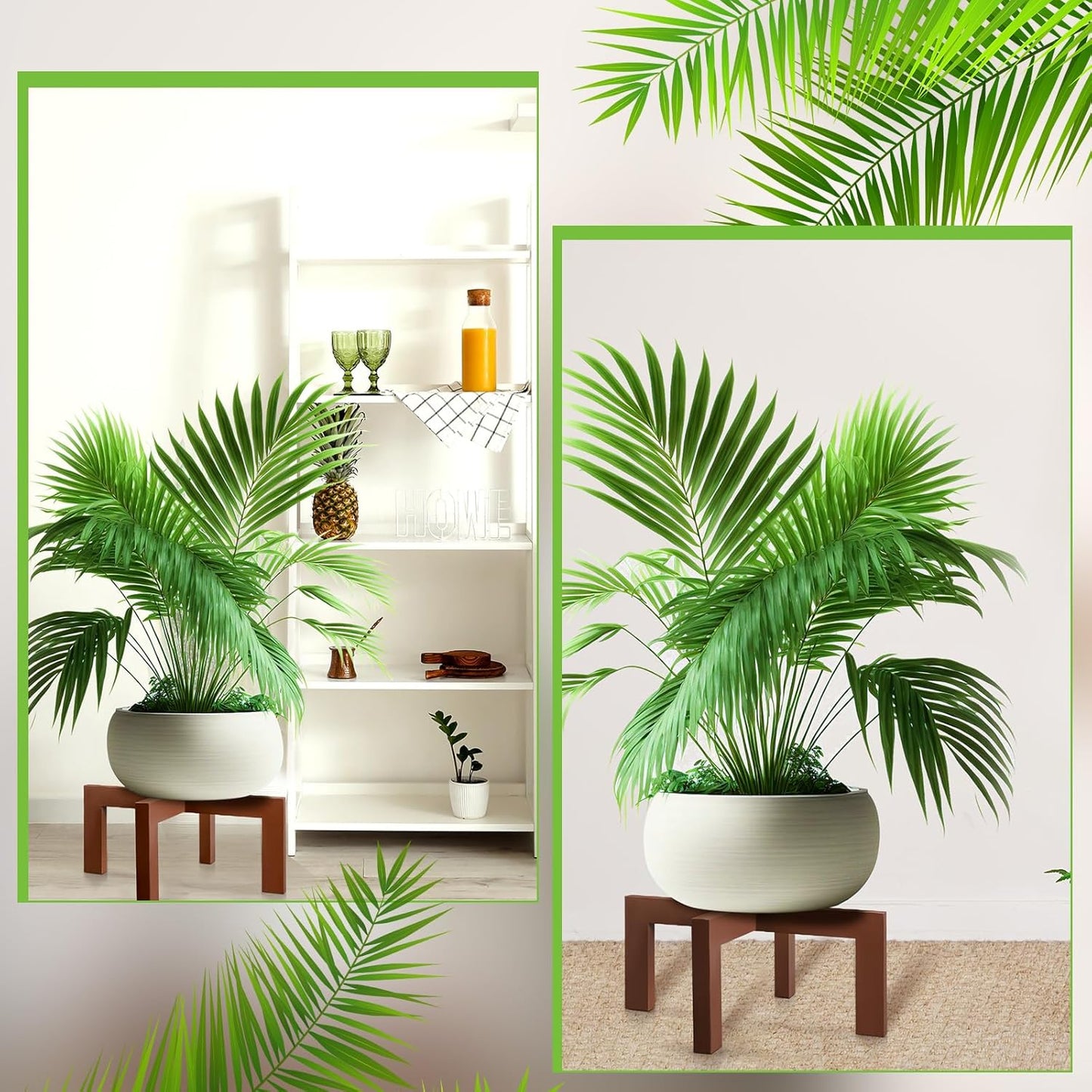1 Pack 16 Inch 8-18 Inch Wenqik Wood Plant Stand Wooden Plant Pot Holder Mid Century Rattan Flower Boho Rustic Stool