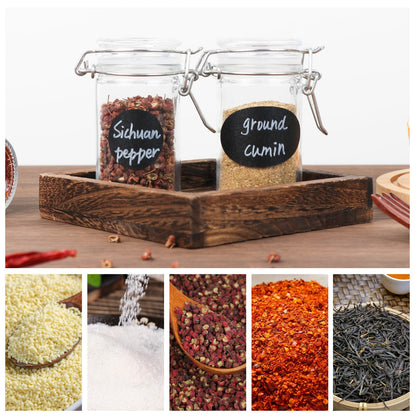 Homelike Style 2.3 oz Small Glass Stash Jars with Labels, 12 Pack Mini Spice jars with Airtight Seal, Empty Spice Bottles with Silicone Rubber Gasket for Herb Tea Seasoning Storage