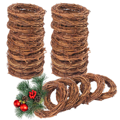 KUKLIPJIM 25 Pieces 4.72 Inch Natural Grapevine Wreath, Small Grapevine Wreaths, Vine Branch Wreath, for Christmas, Weddings, DIY Crafts, Parties and Festive Holiday Ornaments