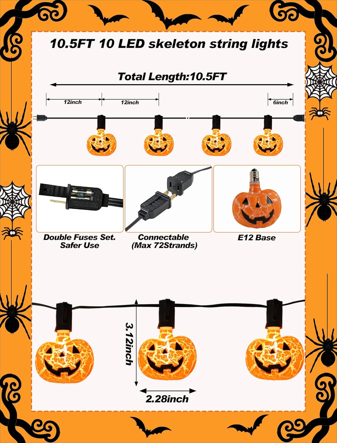 Hobbynors 10.5 Cozy Create a Timeless Halloween Welcome: Feet Classic Pumpkin String Lights, Plug-in & Extendable