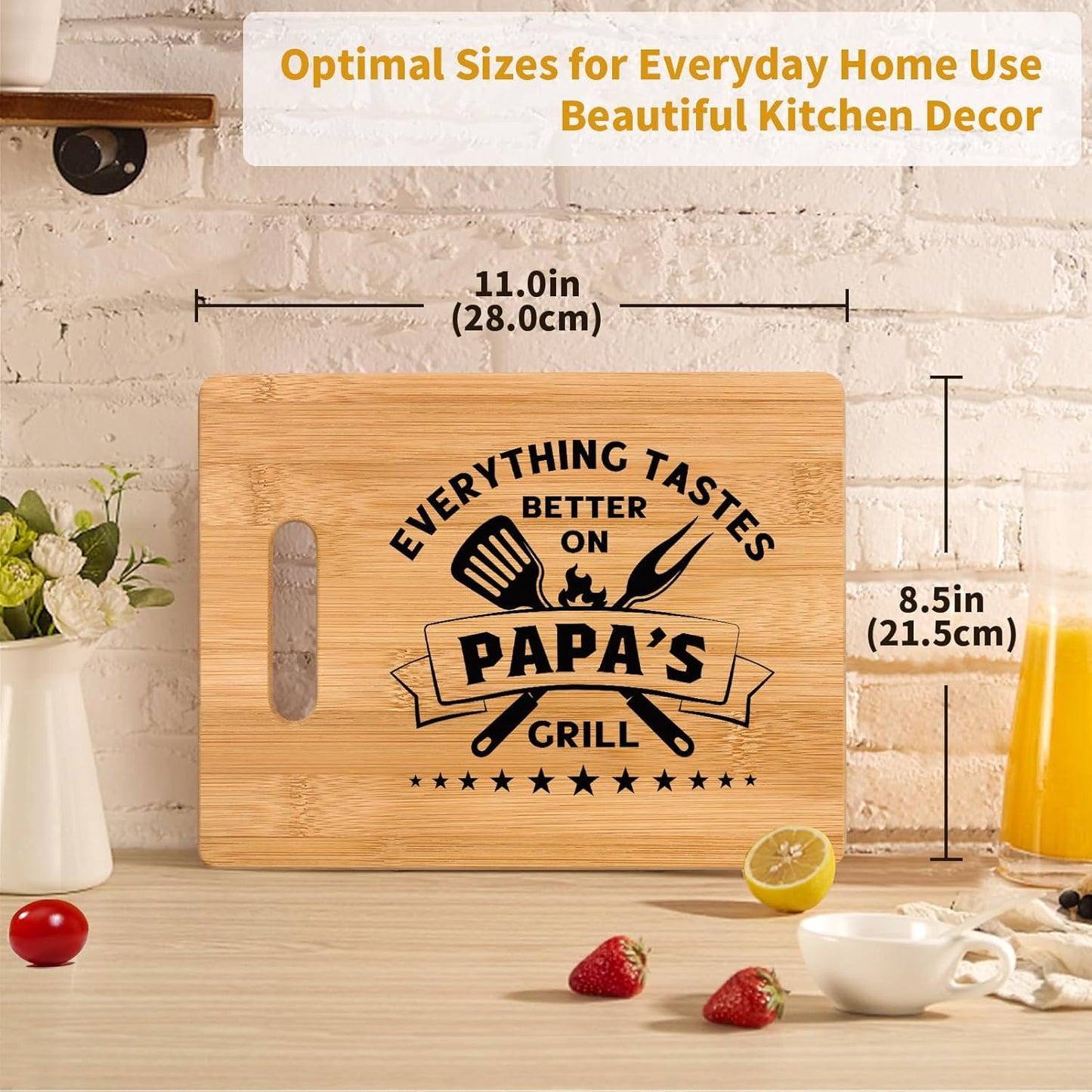 Best Papa Birthday Gifts - Unique Bamboo Cutting Board Gift for Papa Grandpa - Cool Christmas Fathers Day Gift for Papa