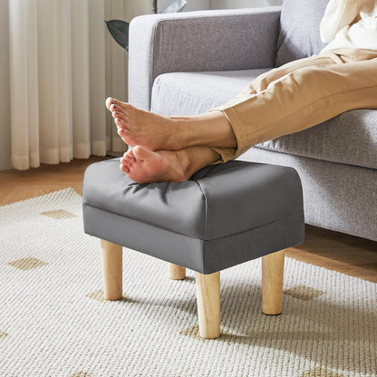 15.75" 11.42" W12.6" UHBD040BG YMYNY Small Footstool Ottoman, Faux Leather Footrest with Sponge Padded Seat, Step Stool