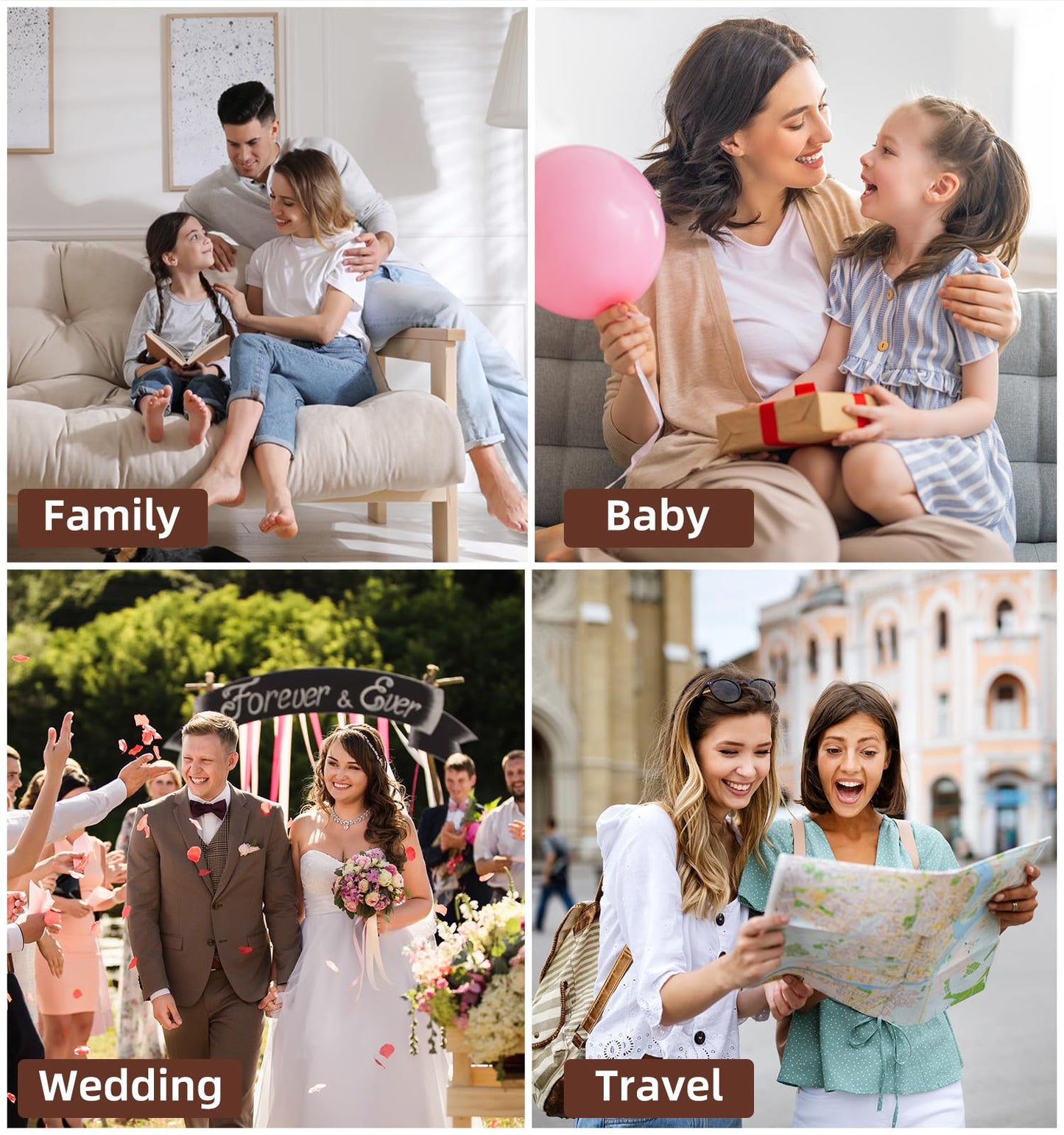 ALKALO Scrapbook Photo Album 100 Pages, 60 Page Self Adhesive+40 Page Kraft Paper DIY Photo Book for 2x3 3x5 4x6 5x7 Pictures, Leather Memory Book for Wedding Baby Family Travel Birthday Christmas