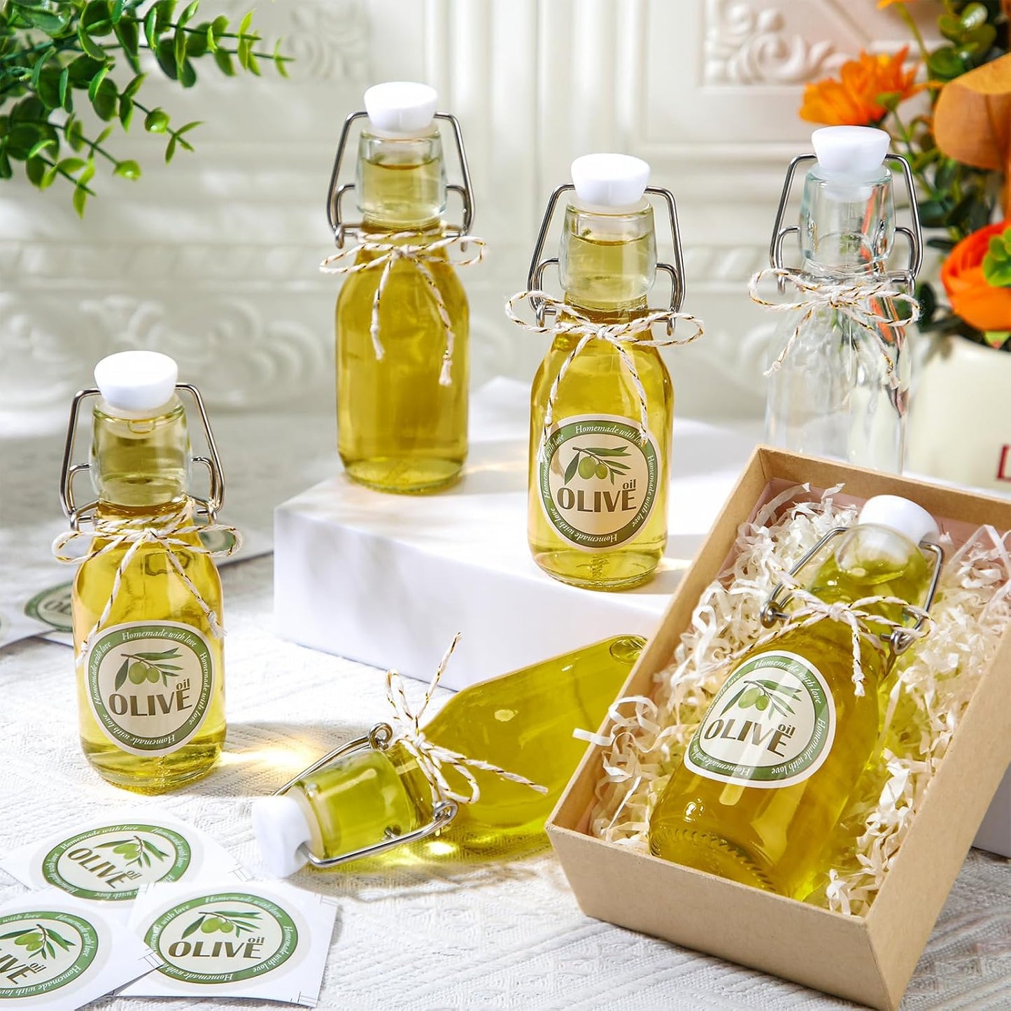 20 Pack Favors(5.07 oz,Clear) Queekay Mini Swing Top Glass Bottles for Vanilla Extract Homemade Olive Oil Bottles