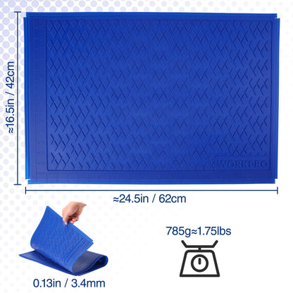 WORKPRO Silicone Glue Mat 2-Pack, Non-Stick Heat-Resistant Silicone Pad with Built-in Measurement Grid, Anti-Slip & Durable Surface for Resin, Epoxy, DIY, Crafts, Woodworking, Garage & Workshop