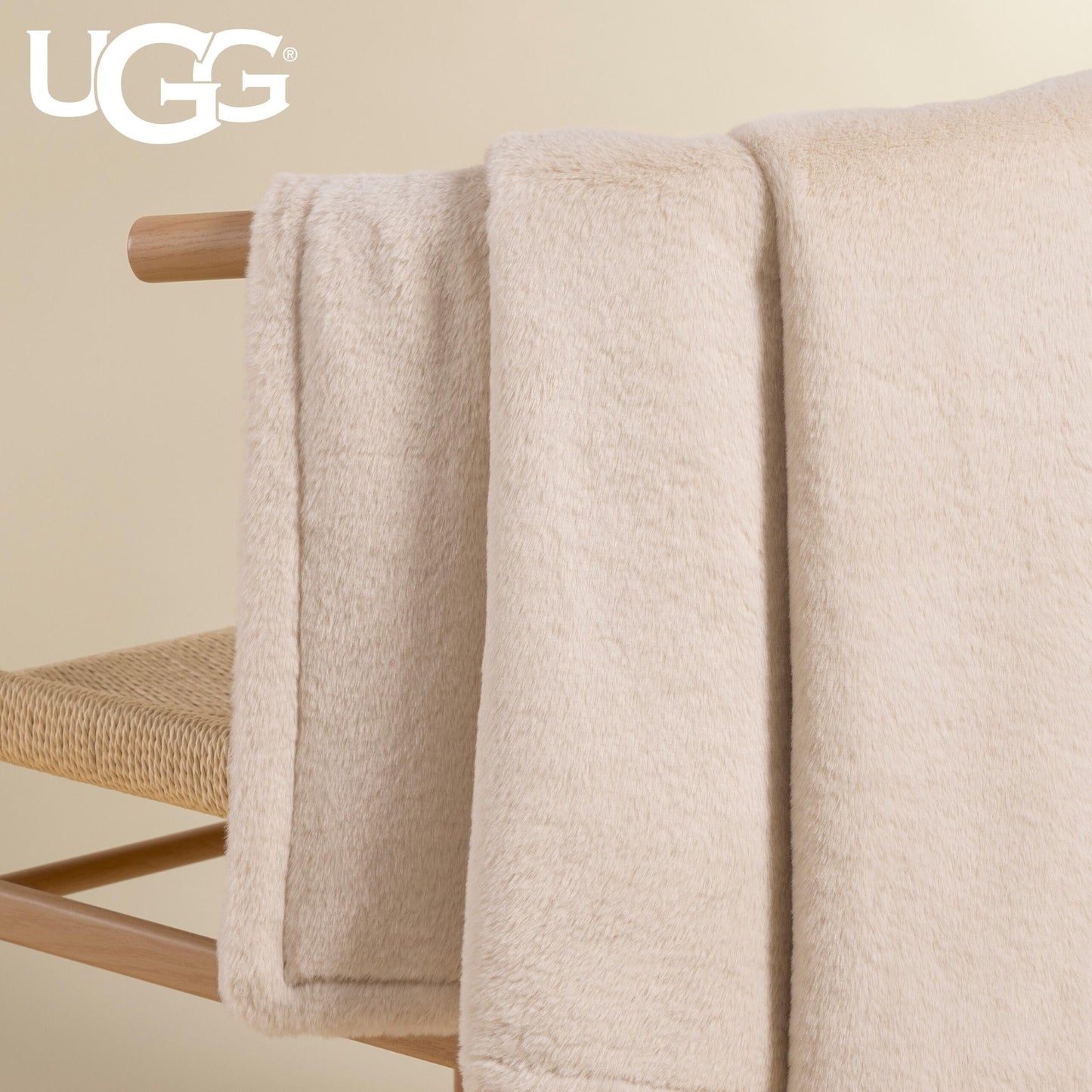 UGG Faux Fur Throw Blanket - Soft Luxury Throw for Couch, Cozy Bedroom Decor & Living Room Decor, Housewarming Gifts for Women, Beige Light Sand, 50"x70" (Marcella)