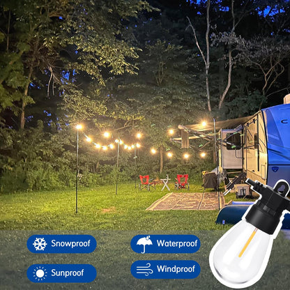 S14 Bulbs 2700K 21.3FT LED Edison String Lights Outdoor, Warm White - Vintage Shatterproof Patio Festoon Lights