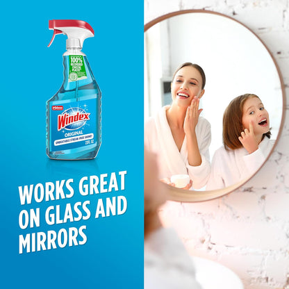 Windex Glass Cleaner Spray - Eco-Friendly 100% Recycled Plastic | Original Blue Scent, 23 Fl Oz, 2-Pack