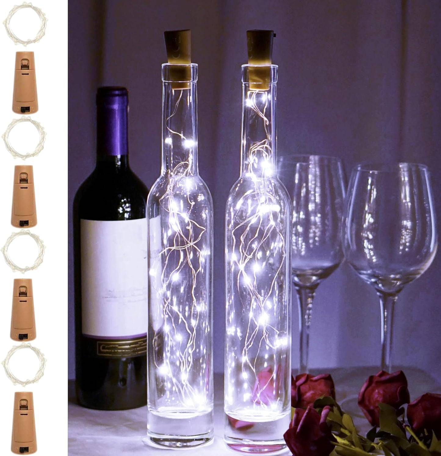 20 Pack 4(Cool Wine Bottle Lights LEDs Cork Lights Waterproof Battery (Included) Operated Fairy Mini String Lights