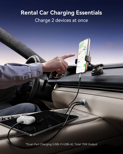 INIU Car Charger, Cigarette Lighter USB Charger Total 60W, 12V USB Socket with [1m] 100W Type C Cable Fast Charge, Car Phone Charge Adapter for iPhone 17 16 Samsung Laptops Switch 2 Car Accessories