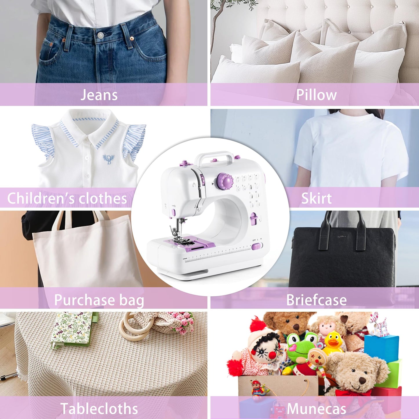 Sewing Machine with Extension Table, Mini Sewings Machines Portable Electric Sewing Machine, 12 Stitches Sewing Machines with LED Light, Sewings Accessory Kit, Ideal for Clothing, Pillowcases, Sheets