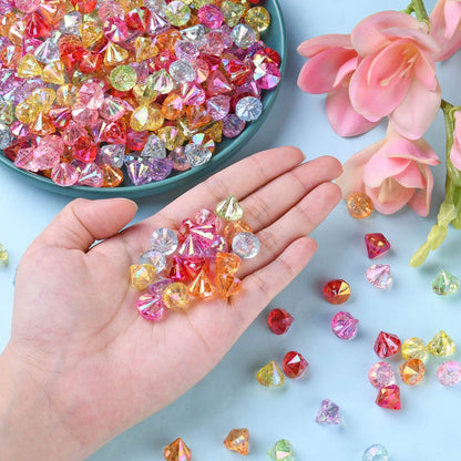 DanLingJewelry 900Pcs Random Color Faceted Acrylic Beads Diamond Shaped Loose Spacer Beads for DIY Bracelet Necklace Earring Crafting