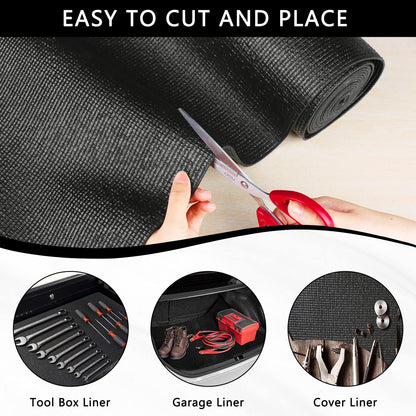 Foam Toolbox Liner Drawer Mat 1/8 Inch Thick X 20 Inch Wide X 24 Ft Long Black, No Slip for Protecting Cabinet, Garage, Cart, Tool Box
