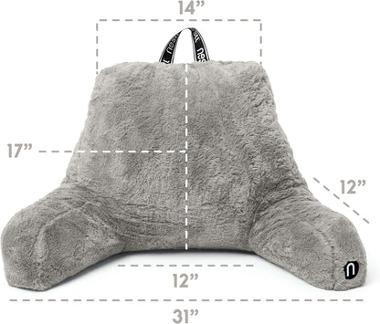 Nestl Fur Reading Pillow with Shredded Memory Foam, Stylish Back Pillow for Bed Sitting Up, Faux Fur Reading Pillows
