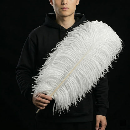 Lamar 10 Pcs XXL White Ostrich Feathers 20-22 Inch Large Ostrich Feathers with Thick Pole, Voluminous, High-Luster Perfect for Weddings, Centerpieces, DIY Decor, Photography