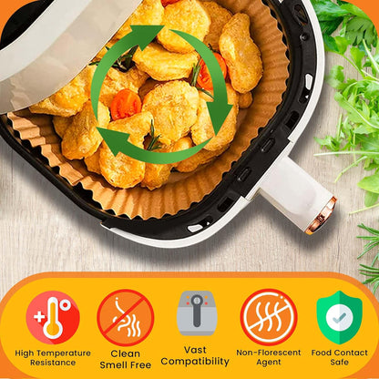 UrbanAir 6.5-Inch Square Air Fryer Paper Liners - 125 Non-Stick, Heat-Resistant Sheets for Easy Cleanup | Bleach-Free Parchment