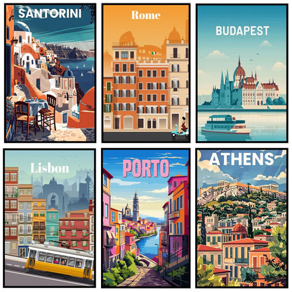 6 Pack Paint by Numbers Kit for Adults Beginner, Travel City Landscape Adult Paint by Number Kits on Canvas, DIY Acrylic Oil Easy Painting by Numbers for Home Wall Decor 8X12 inch (Without Frame)