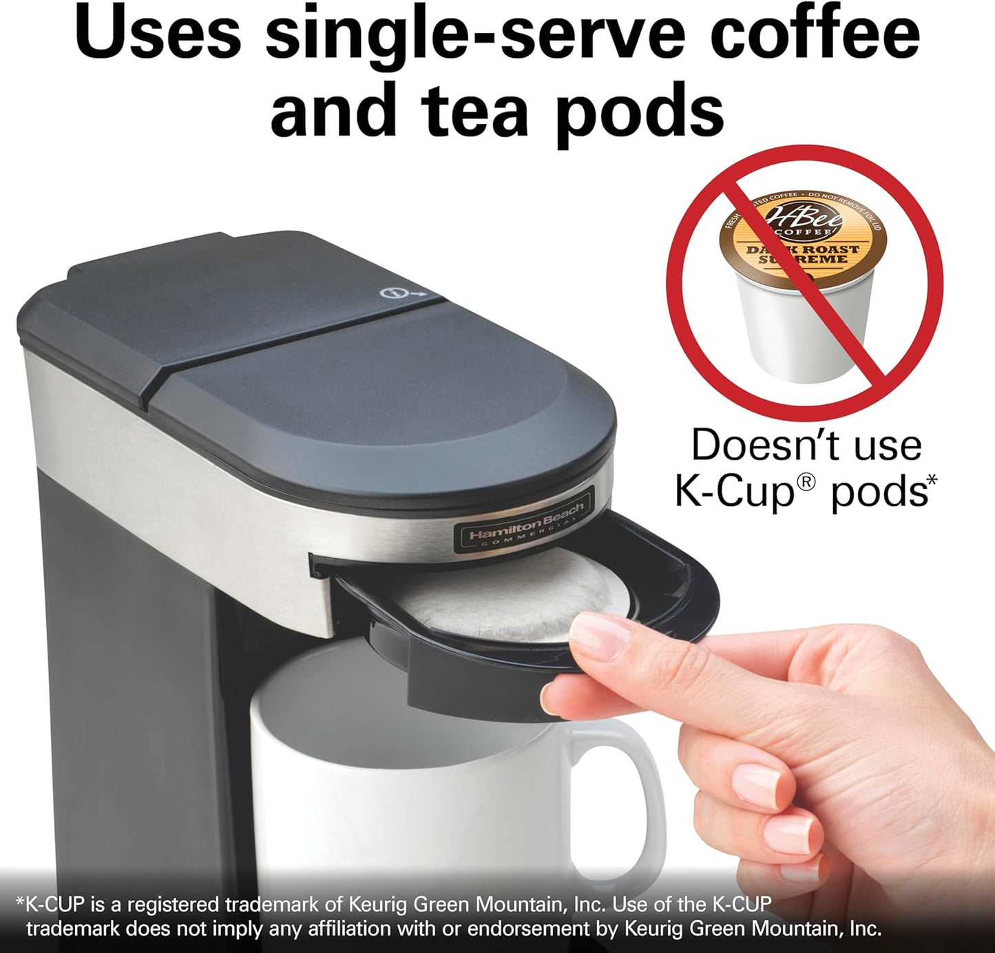 Commercial 1-Cup 3-Minute HDC200S-CA Hamilton Beach Deluxe Coffee Maker, Black/Stainless-Steel, Brew Time, Auto