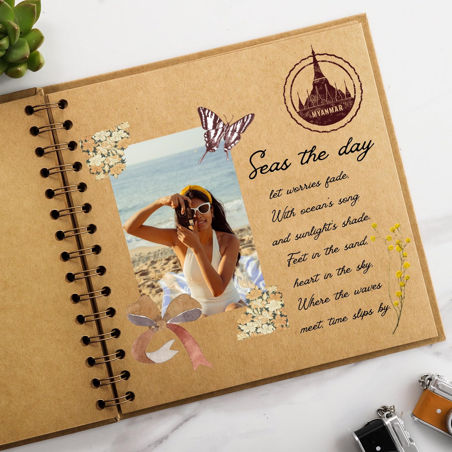 MEMOTOR Scrapbook 10 x 10 Inch DIY Photo Album, Memory Book for Parents and Kids, Hardcover Kraft Paper Brown 20 Sheets/ 40 Pages