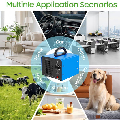 Amgwhhoo Ozone Generator Machine200,000mg/h, High Capacity Ozone Odor Eliminator Removal Air Purifier for Home Car Pet & Basement Odor, Suitable for Spaces up to 7,000 Square Feet, Blue