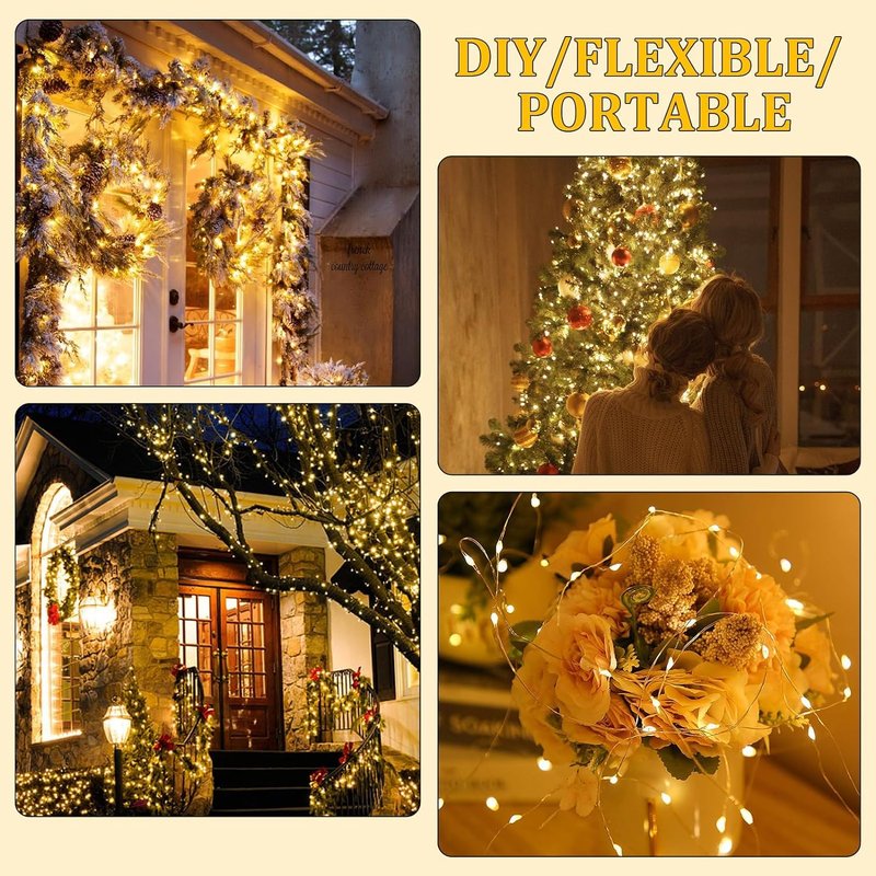 Fairy Lights Plug in, 40ft 100 LED Indoor Outdoor String Lights,Twinkle String Lights for Bedroom with Remote and Timer 8 Modes Starry Lights DIY Wedding Christmas Decoration Warm White