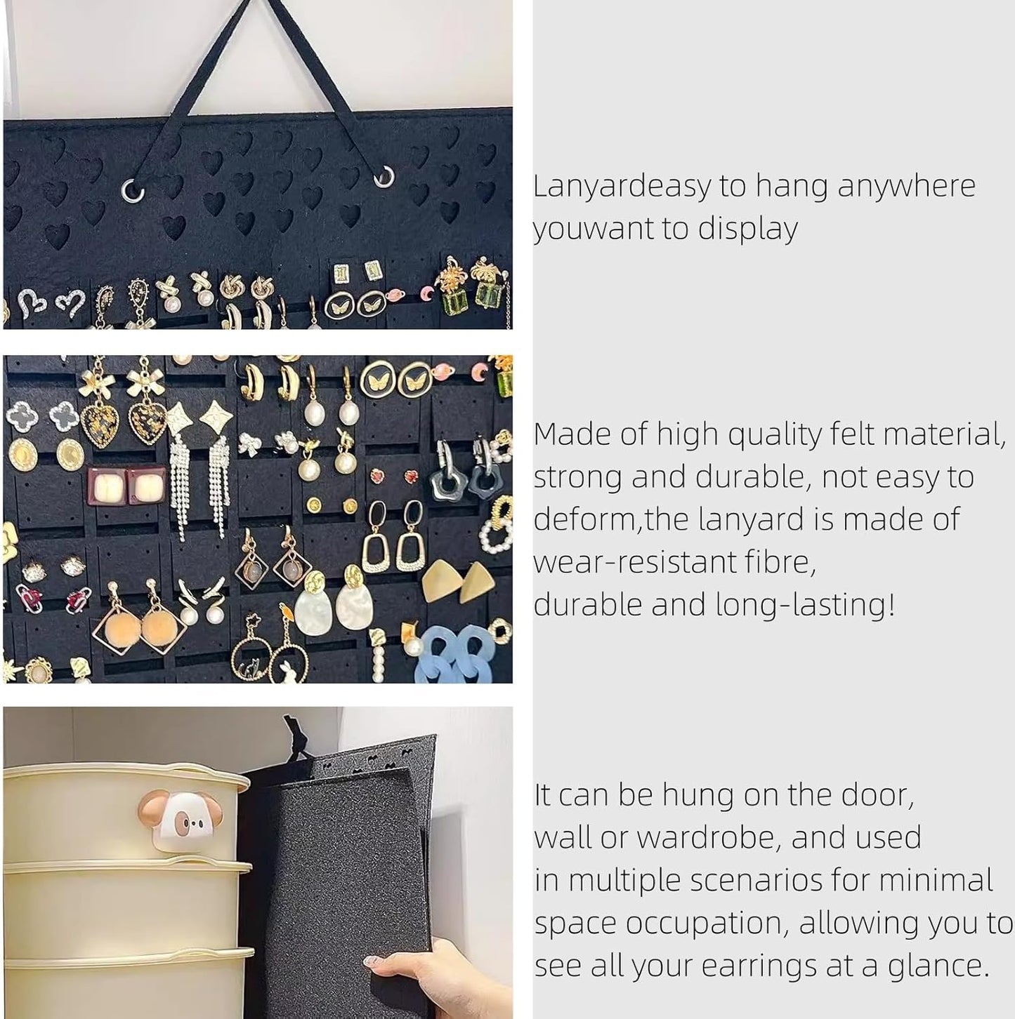 Hanging Earring Holder Organiser, Brooch Pin Display Board with 150 Slots for up to 300 Pairs of Earrings/Pins, Storage